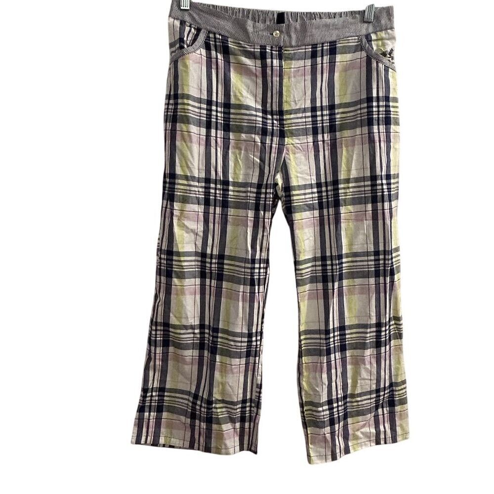 Tommy Hilfiger Womens Plaid‎ Pajama Pants Multicolor Pink Yellow Size L